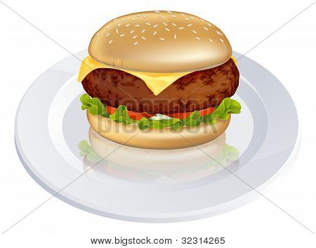 Beefburger eller Cheeseburger Illustration