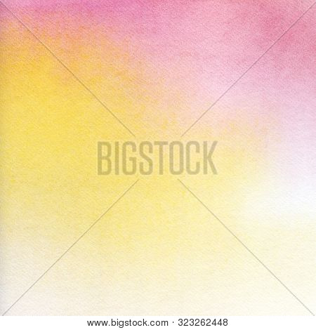 Abstract Watercolor Background. Texture Of Nice Paper Tinted By A Delicate Pink-yellow Gradient. Omb