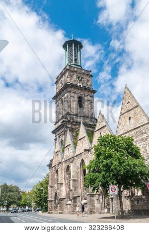 Hannover, Germany - June 8, 2019: Ruin Of Aegidienkirche Church In Mitte Quarter Of Hannover, German