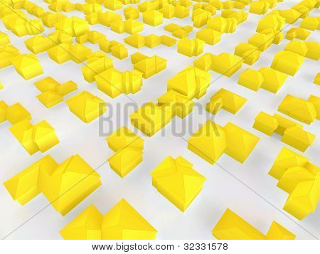 Ilmakuva pieni keltainen Talojen