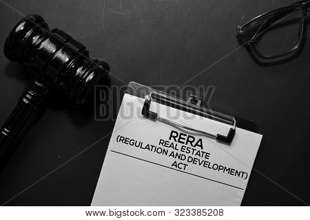 Real Estate Regulation And Development Act (rera) Text On Document And Gavel Isolated On Office Desk