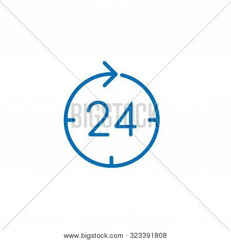 Call 24 icon vector illustration, 24 hour call service, Twenty four hour service flat design, 24h Support Simple Design, All day customer support call center icon, Telephone support 24 hours symbol