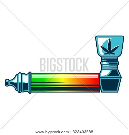 Smoking Pipe For Marijuana. Flat Vector Illustration Isolated On White Background.