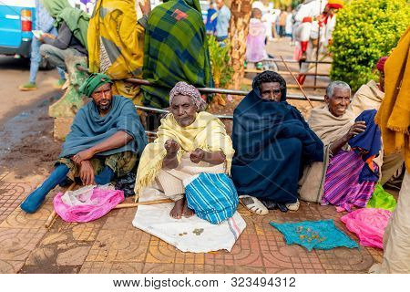 Bahir Dar, Ethiopia, April 21th. 2019, Begging People On The Street On Easter Holidays. April 21th. 