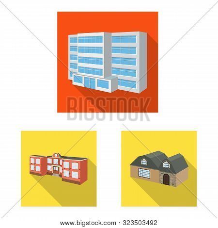 Vector Design Of Facade And Housing Sign. Set Of Facade And Infrastructure Stock Symbol For Web.