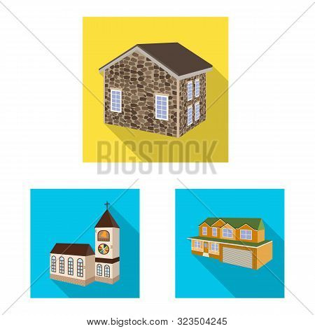 Isolated Object Of Facade And Housing Logo. Set Of Facade And Infrastructure Stock Symbol For Web.