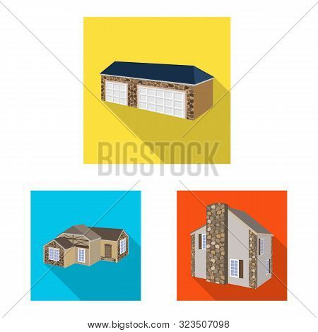 Isolated Object Of Facade And Housing Logo. Collection Of Facade And Infrastructure Stock Vector Ill
