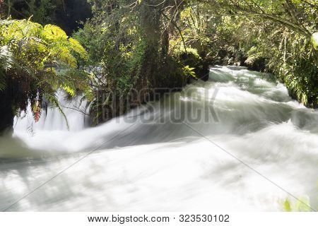 Rushing Cascading Water Of Okere Falls, Rotoiti Rotorua