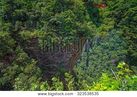View From The Scenic Platform Over The Tian Qiao Or The Greatest Natural Bridge In Yuanjiajie Scenic