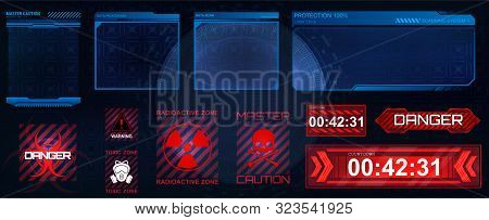 Futuristic Screens Hud, Gui, Ui And Set Titles (warning, Danger Ounthdown And Other). Futuristic Use