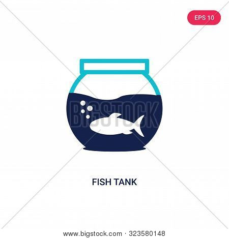 fish tank icon in two color design style.