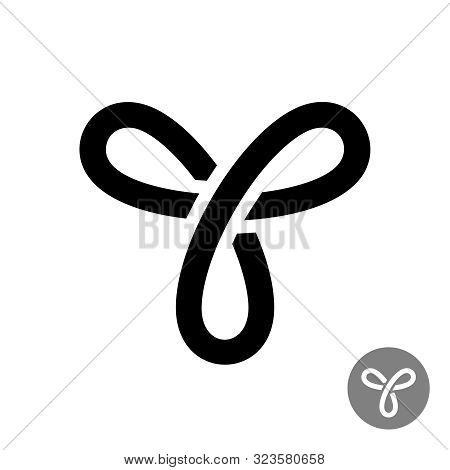 Line Triple Knot Symbol. Three Rounded Ends Abstract Linear Figure. Infinity Way Logo.