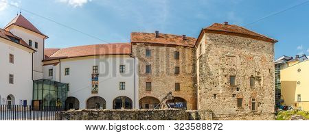 Celje,slovenia - September 1,2019 - Panoramic View At The Courtyard Of Princes Palace In Celje. Celj