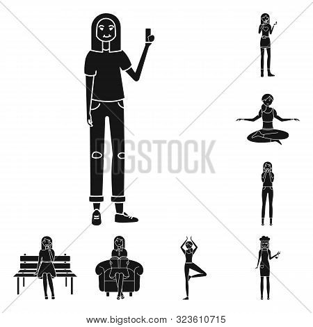 Isolated Object Of Emotions And Female Logo. Set Of Emotions And Body Stock Symbol For Web.