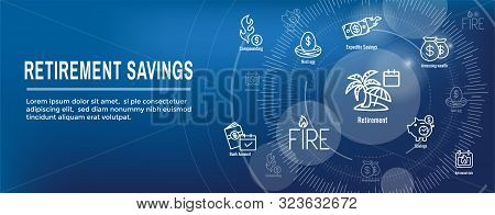 Retirement Savings Icon Set As Well As Web Header Banner