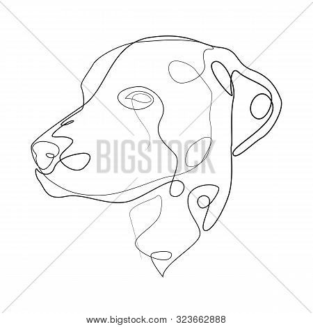 Continuous Line Dalmatian. Single Line Minimal Style Dog Vector Illustration
