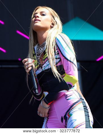 LAS VEGAS - SEPT 21: Fletcher performs at the Daytime Village during the 2019 iHeartRadio Music Festival on September 21, 2019 at the Las Vegas Festival Grounds in Las Vegas, Nevada.