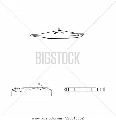 Vector Design Of Boat And Navy Icon. Set Of Boat And Deep Vector Icon For Stock.