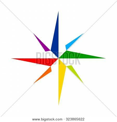 Navigation Compass Rose Social Star Vector Symbol Graphic Logo Design Template