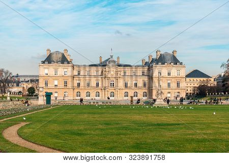 Paris, France - 18.01.2019: Luxembourg Palace In Jardin Du Luxembourg, Paris.