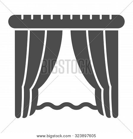 Window Curtains Solid Icon. Home Interior Vector Illustration Isolated On White. Window Decoration G