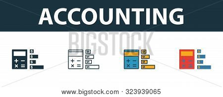 Accounting Icon Set. Premium Symbol In Different Styles From Fintech Technology Icons Collection. Cr