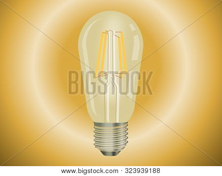 Retro Watt Bulbs. Steampunk Light Lamps, Vintage Vector Lamp Set, Interior Decoration Lightbulbs Wit