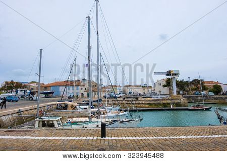 St Martin De Re, France - May 09, 2019: Sailboats In The Harbour Of Saint Martin De Re On Ile De Re 