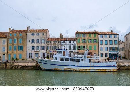 St Martin De Re, France - May 09, 2019: Fishing Boat In The Harbour Of Saint Martin De Re On Ile De 