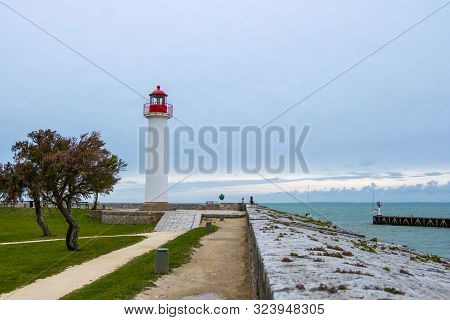 St Martin De Re, France - May 09, 2019: Phare De Saint-martin-de-re Is A Lighthouse On The Ile De Re