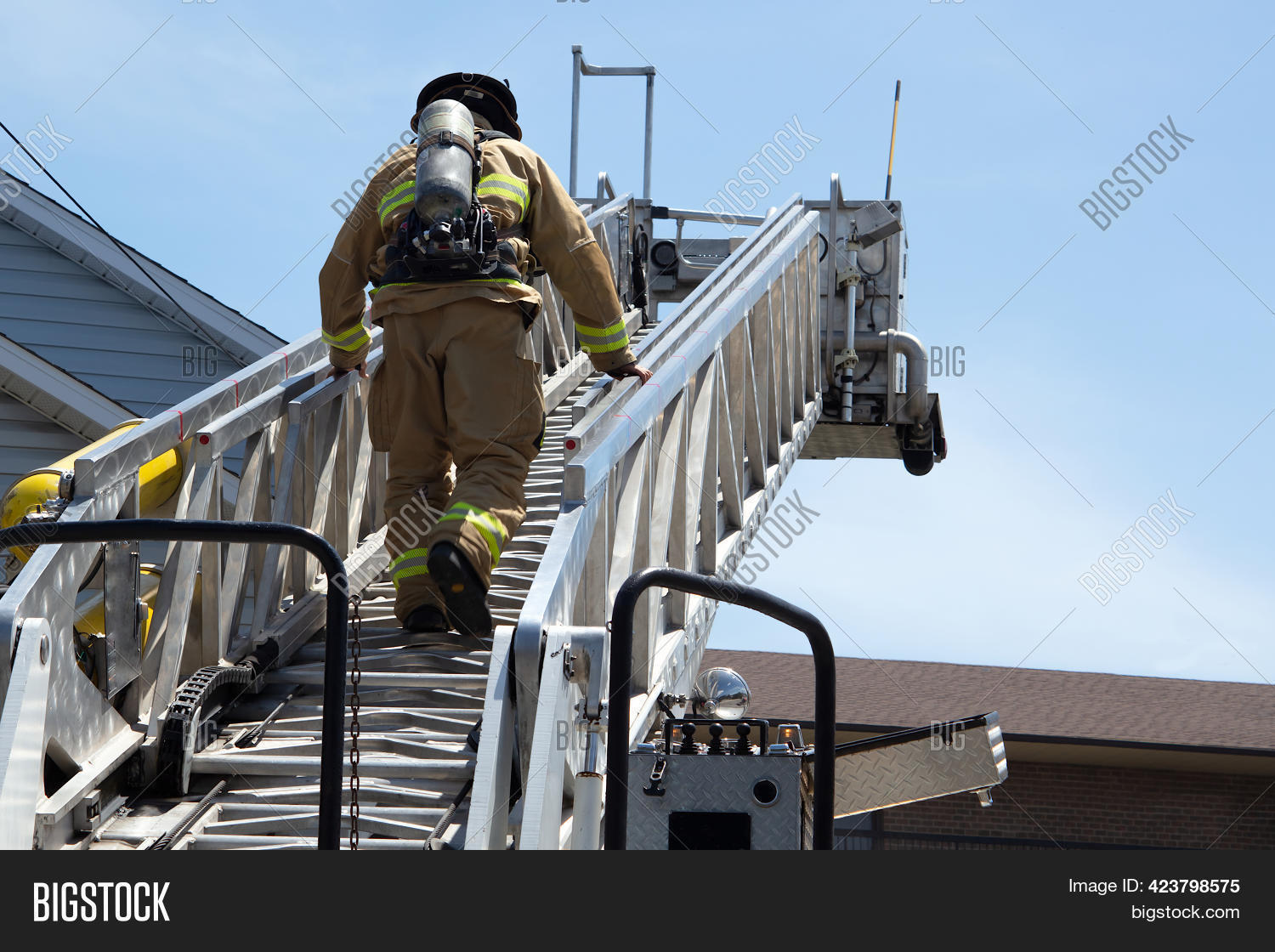 Firefighter Climbing Image & Photo (Free Trial) | Bigstock
