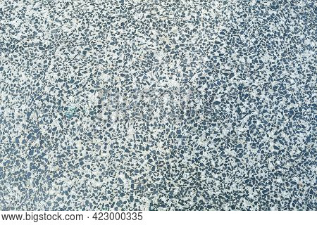 Texture Of Granite Chips In Concrete Close-up. Colored Granite Floor, Textured Background. Concrete 