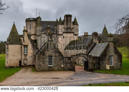 Inverurie, Scotland, Uk - 06 February, 2016: The Rear Side Of Ancient Castle Fraser In Sauchen, Inve