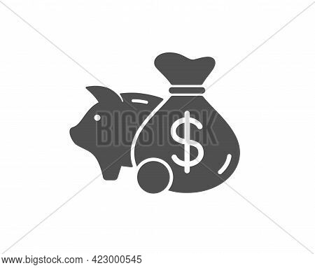Piggy Bank Simple Icon. Coins Money Sign. Business Savings Symbol. Classic Flat Style. Quality Desig