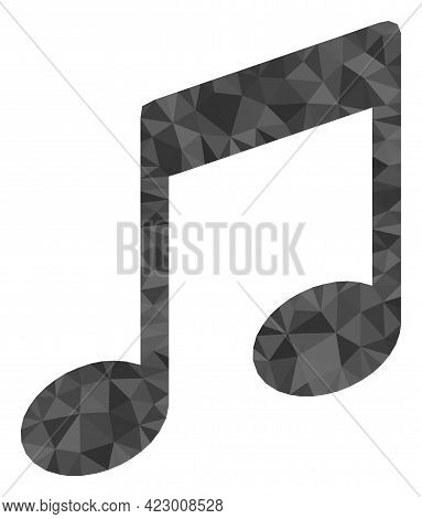 Low-poly Musical Notes Designed From Chaotic Filled Triangles. Triangle Musical Notes Polygonal Icon