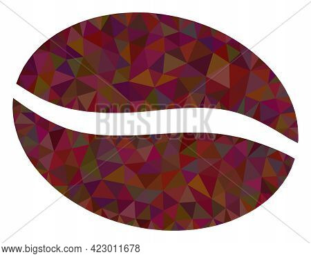 Low-poly Coffee Bean Constructed With Random Filled Triangles. Triangle Coffee Bean Polygonal Icon I