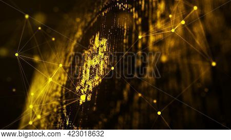 Cryptocurrency Logo A Dark Background. Binary Options. Bitcoin Prices Rise And Fall, Trade. 3d Rende