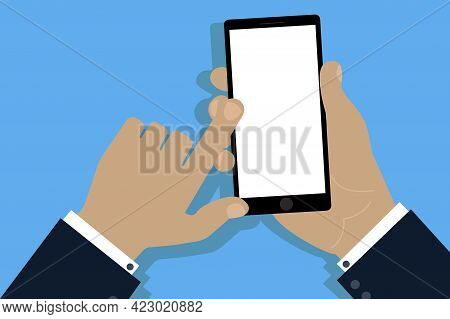 Mobile Phone In Hand. Mobile Phone. Cell Phone. Hand Touch Screen Smartphone Icon. Stock Image.