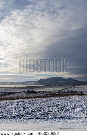 Winter landscape under Palava near Sonberk, South Moravia, Czech Republic