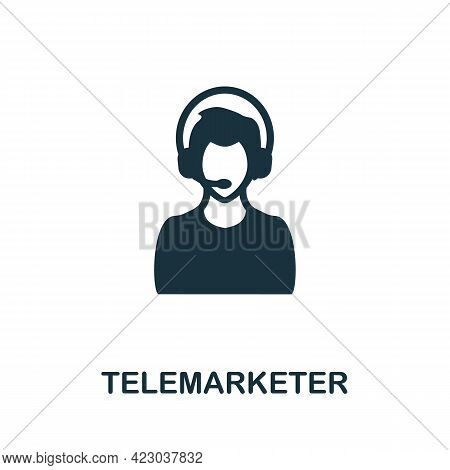 Telemarketer Icon. Monochrome Simple Element From Digital Service Collection. Creative Telemarketer 