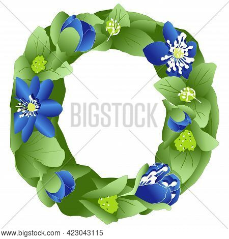 Vector Image Of The Letter O Of The English Alphabet Made In The Form Of Flowers And Leaves Of Liver