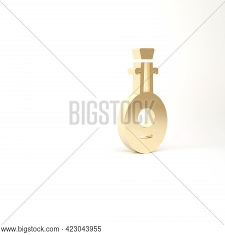 Gold Musical Instrument Lute Icon Isolated On White Background. Arabic, Oriental, Greek Music Instru