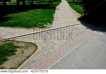 Drainage Of The Threshing Floor In The Forest Beige Color Transverse Wooden Gutter Drain The Water I