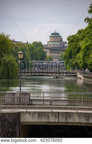 River Isar In Munich - Munich, Germany - June 03, 2021 - Munich, Germany - June 03, 2021