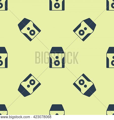 Blue Uninterruptible Power Supply Ups Icon Isolated Seamless Pattern On Yellow Background. Vector