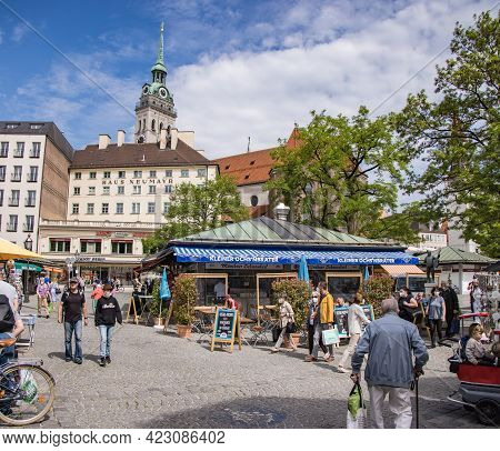 Pedestrian Zone In Munich On A Sunny Day - Munich, Germany - June 03, 2021