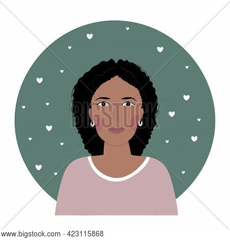 Portrait Of An African American Woman Middle Age. Profile Photo.
