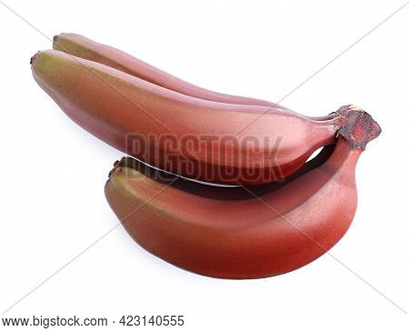 Delicious Red Baby Bananas On White Background