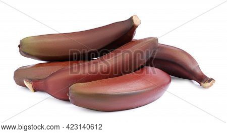 Tasty Red Baby Bananas On White Background