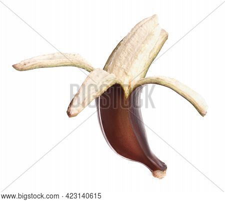Tasty Peeled Red Baby Banana Isolated On White